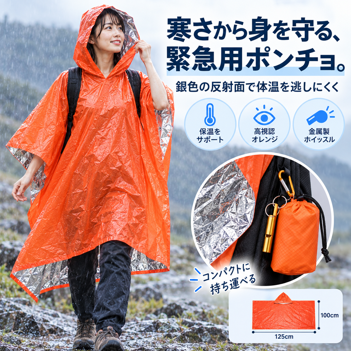 NMY アメシノギ 収納袋付き携帯ポンチョ