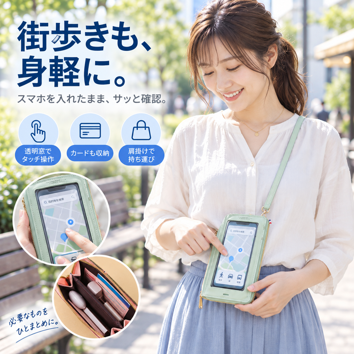 NMY スグミエ 透明窓スマホショルダー