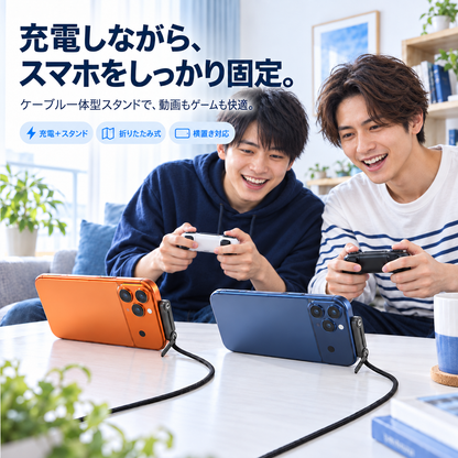 NMY タテルン 折りたたみスタンド付き充電ケーブル