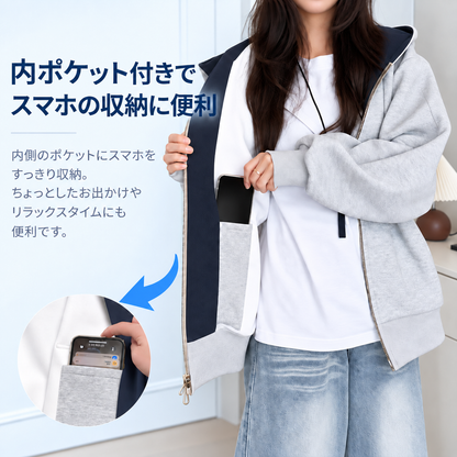NMY テブラク 隠しポケット付きジップパーカー