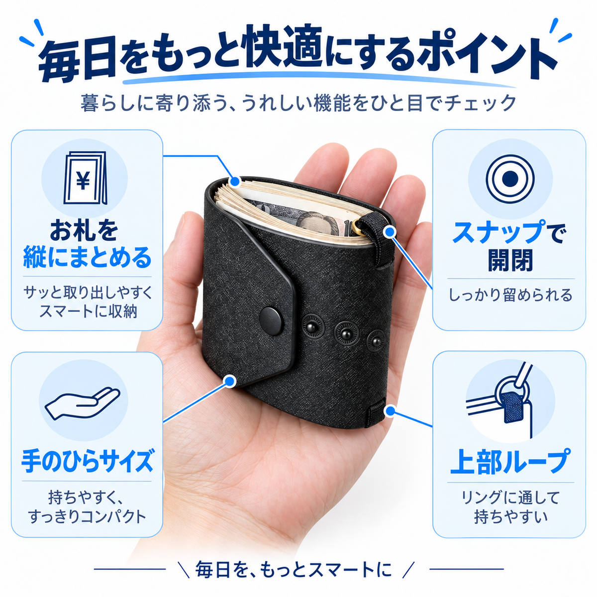 NMY サツマキ 巻きつけ札入れ