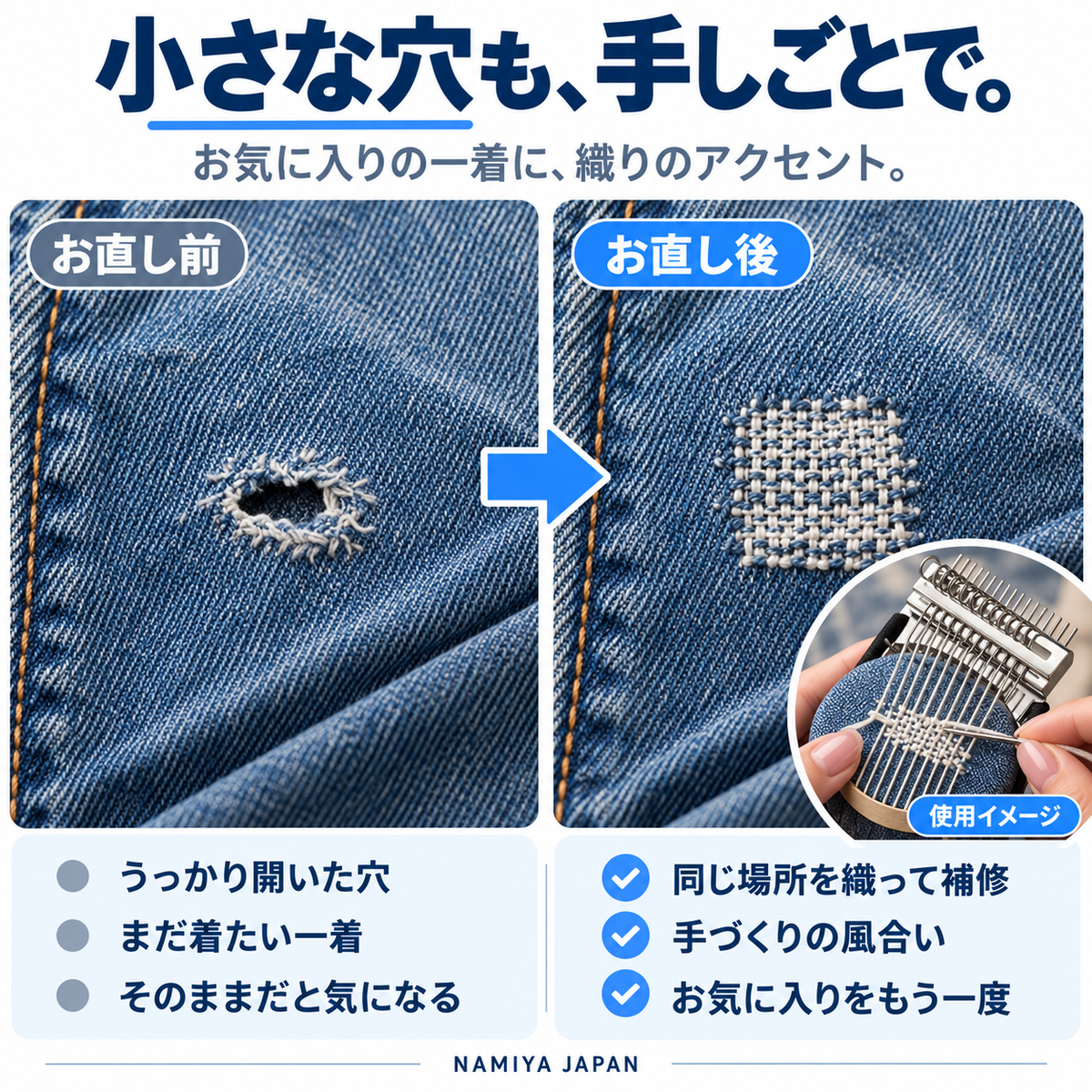 NMY パタオリ 服の穴を織って直すミニ織り機