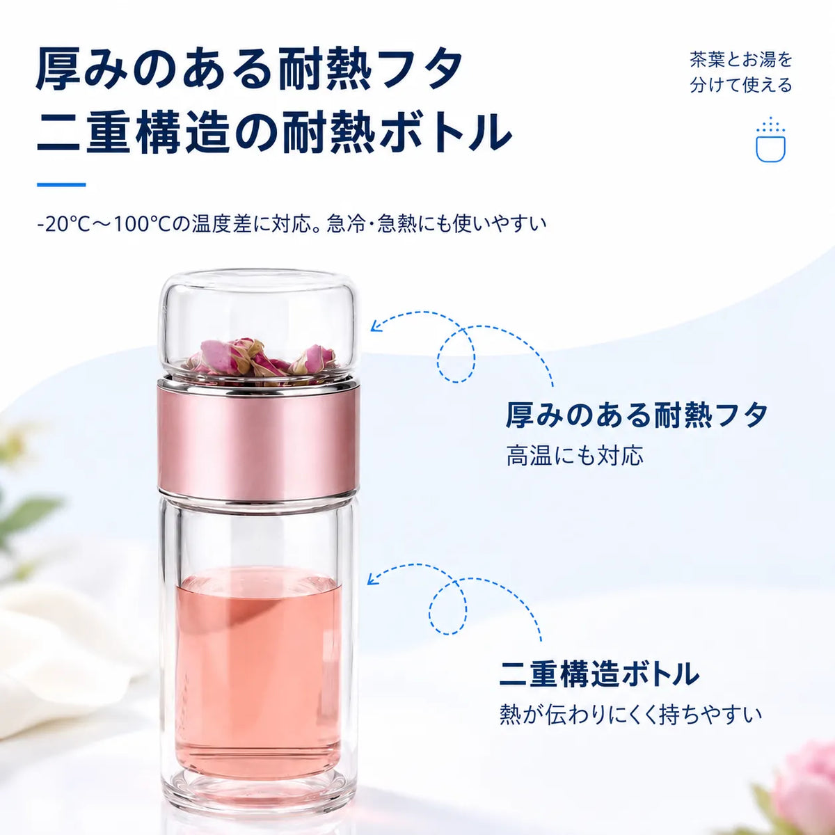 NMY ヌクモチ 茶こし付き二重ガラスボトル