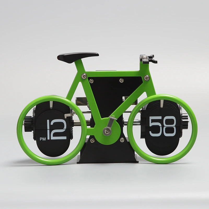 NMY パタチャリ 自転車型パタパタ時計 グリーン